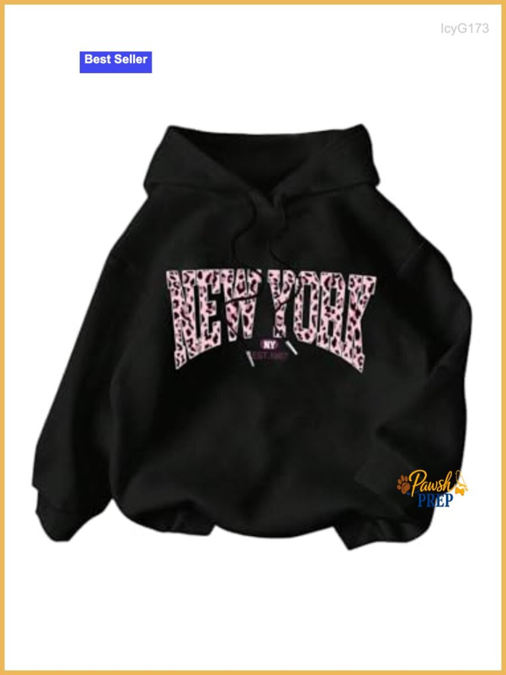 Women's Leopard Letter Graphic Fleece Lined Hoodie Sweatshirt
